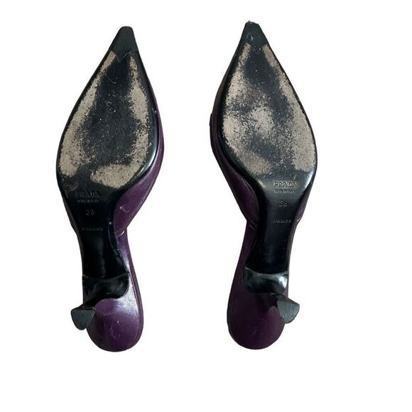Prada Royal Purple Buckle Kitten Heel Mules - Picture 4 of 6